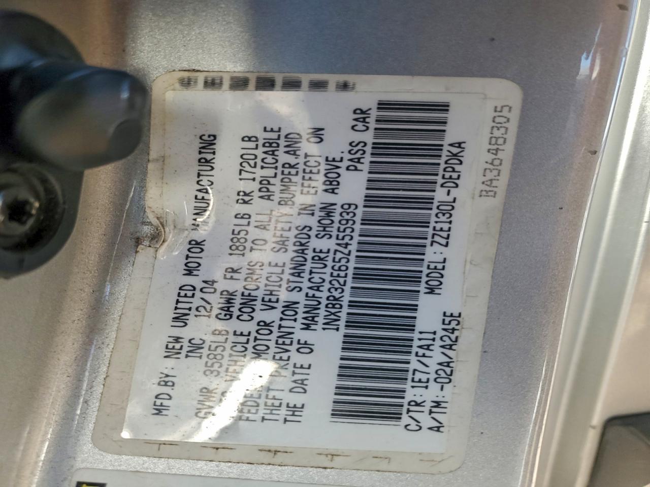 2005 TOYOTA COROLLA