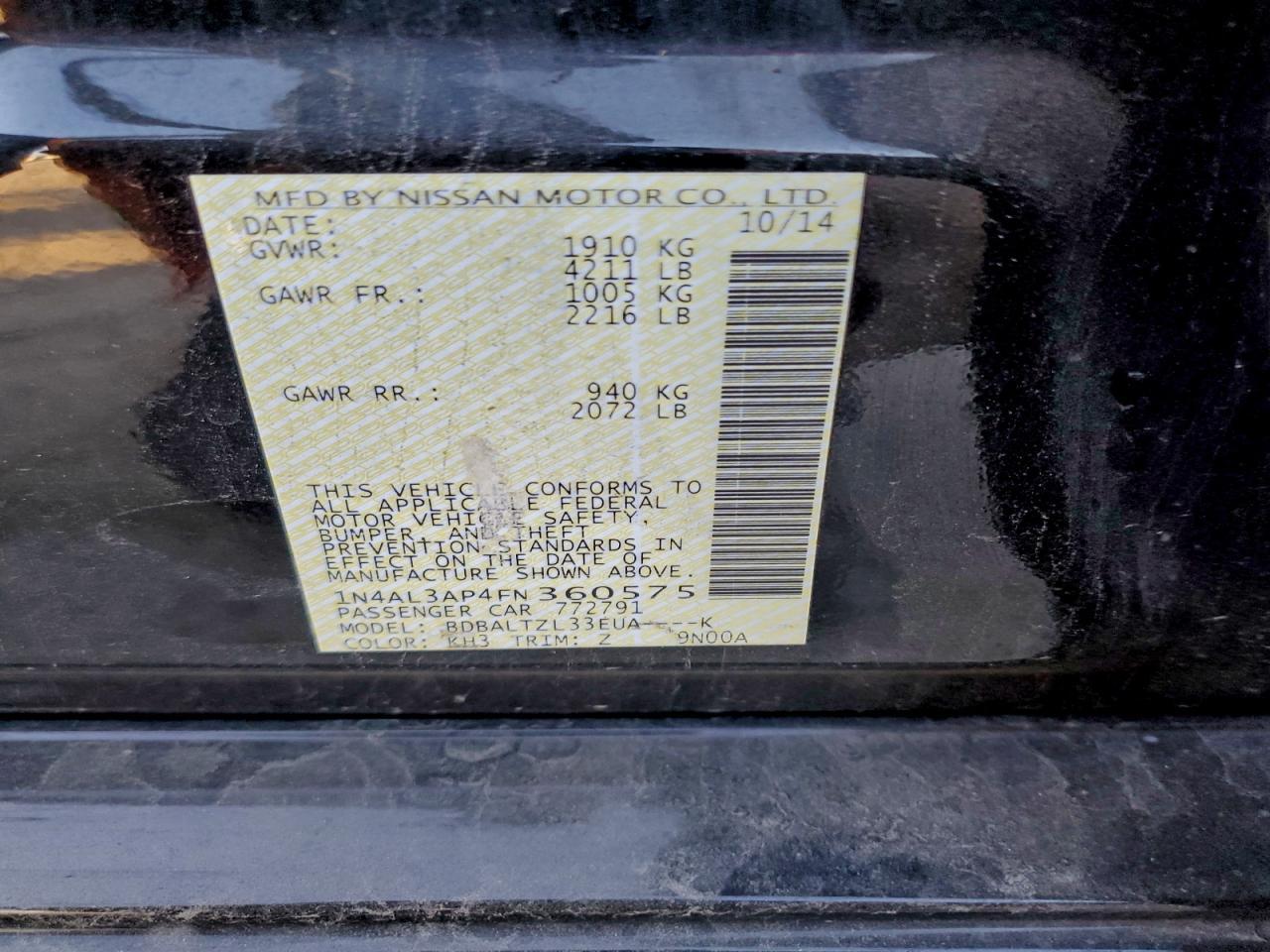 2015 NISSAN ALTIMA