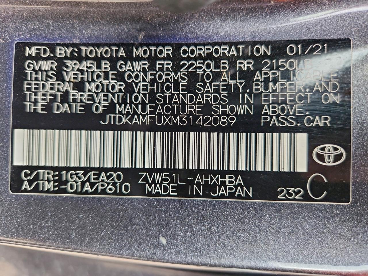 2021 TOYOTA PRIUS