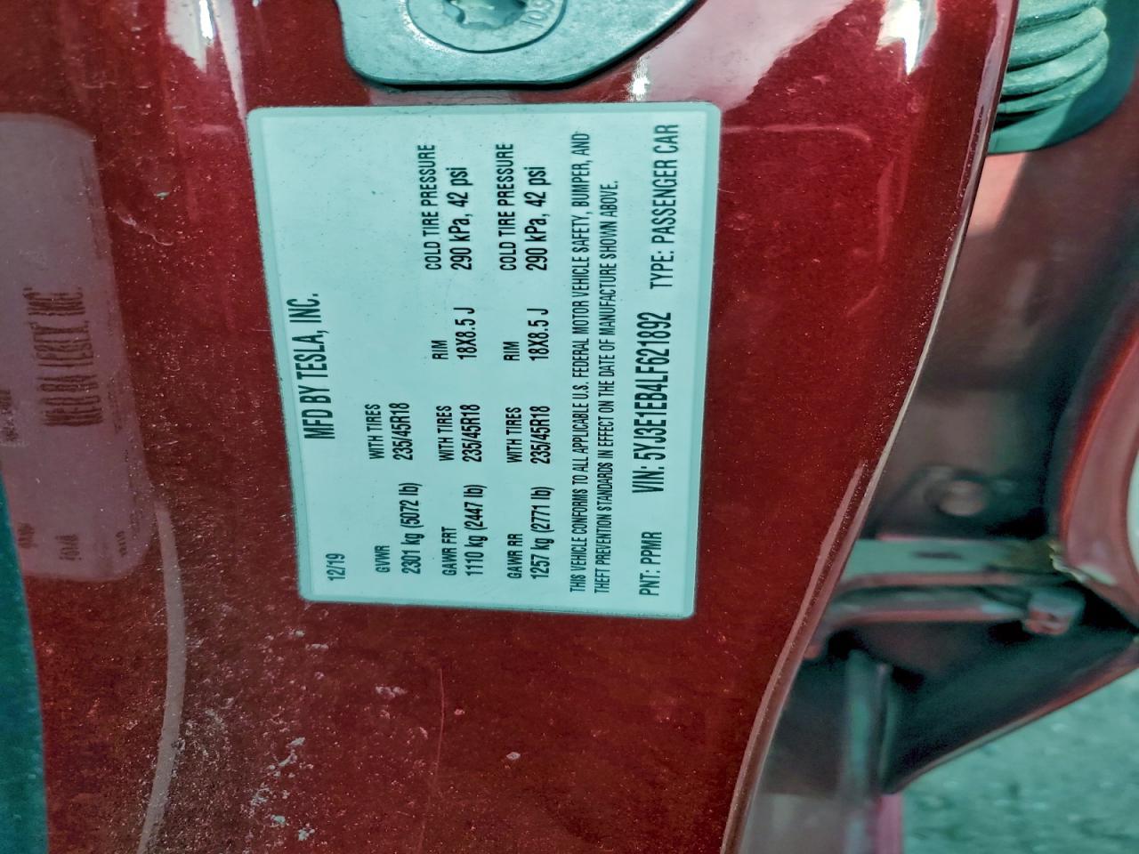 2020 TESLA MODEL 3
