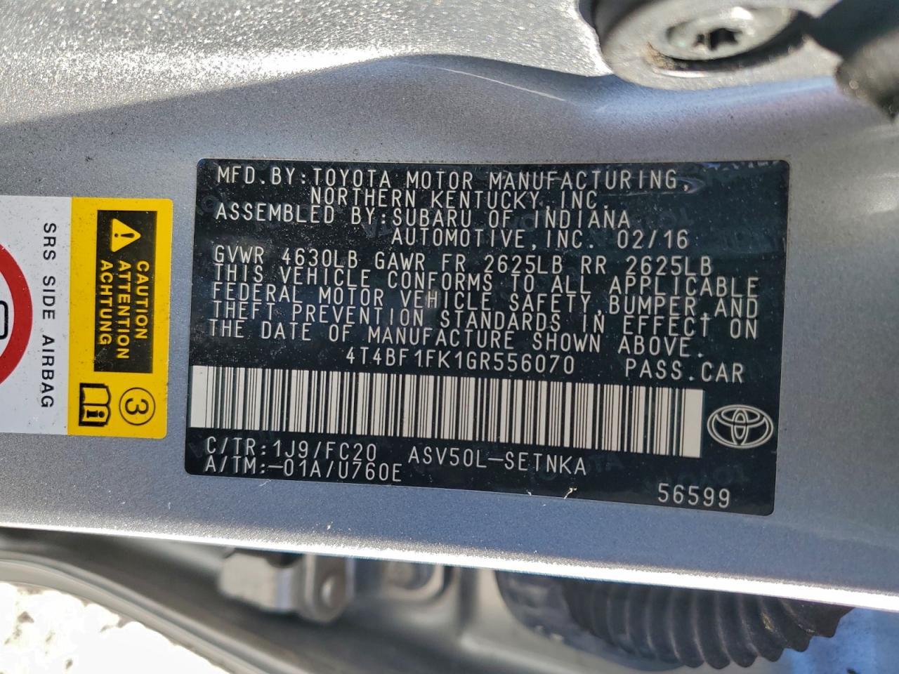 2016 TOYOTA CAMRY