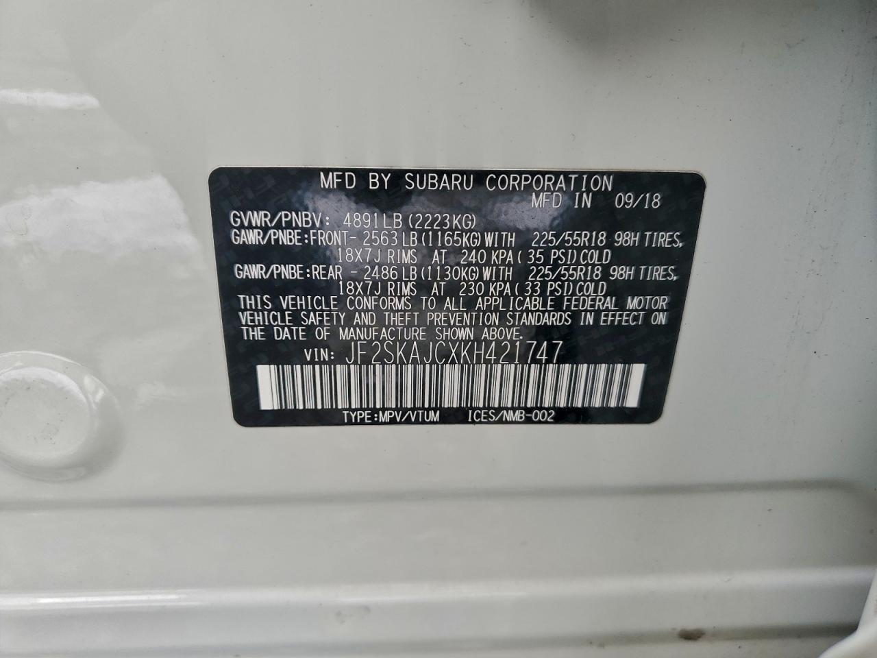 2019 SUBARU FORESTER