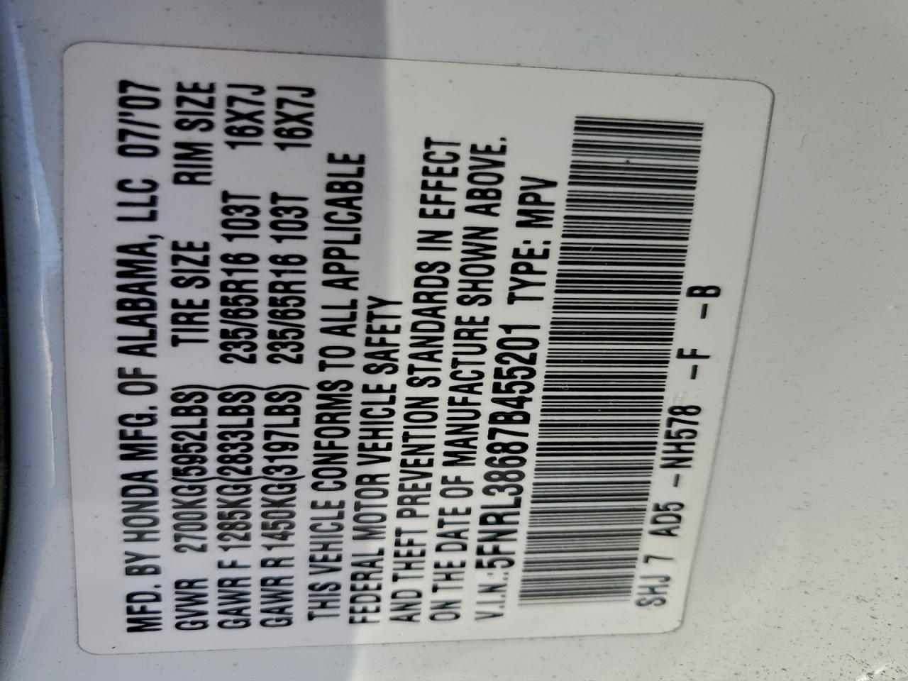 2007 HONDA ODYSSEY