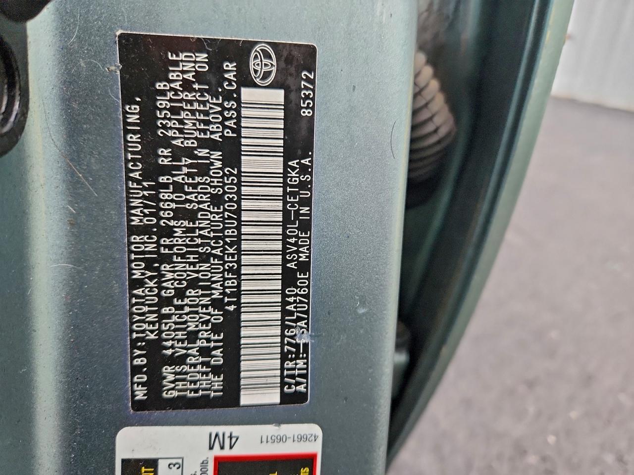 2011 TOYOTA CAMRY