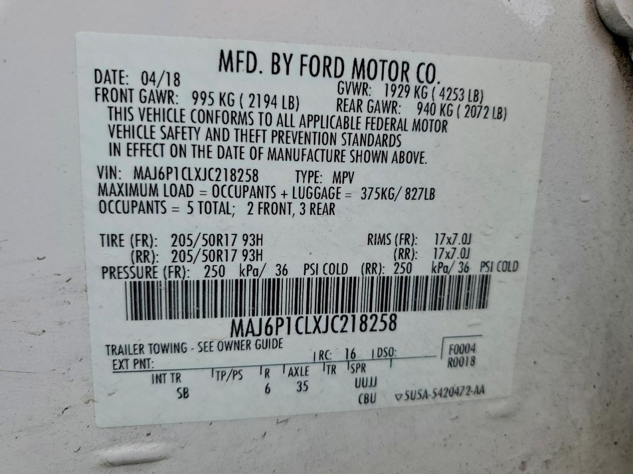 2018 FORD EcoSport