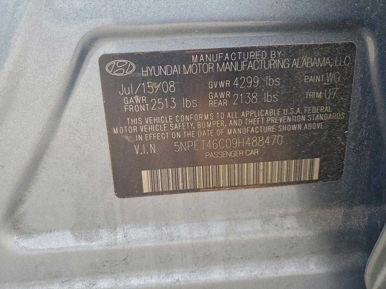 2009 HYUNDAI SONATA