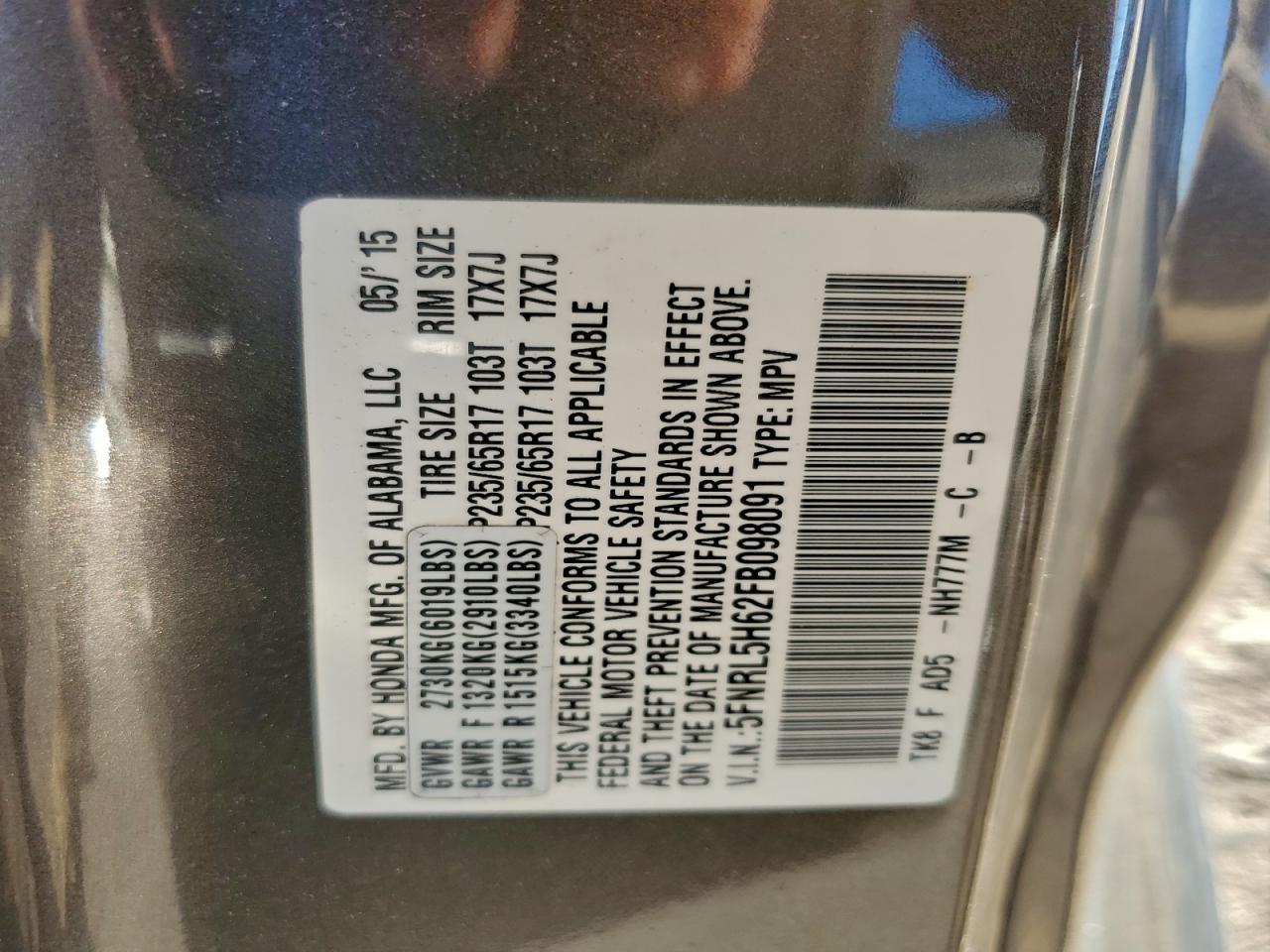 2015 HONDA ODYSSEY