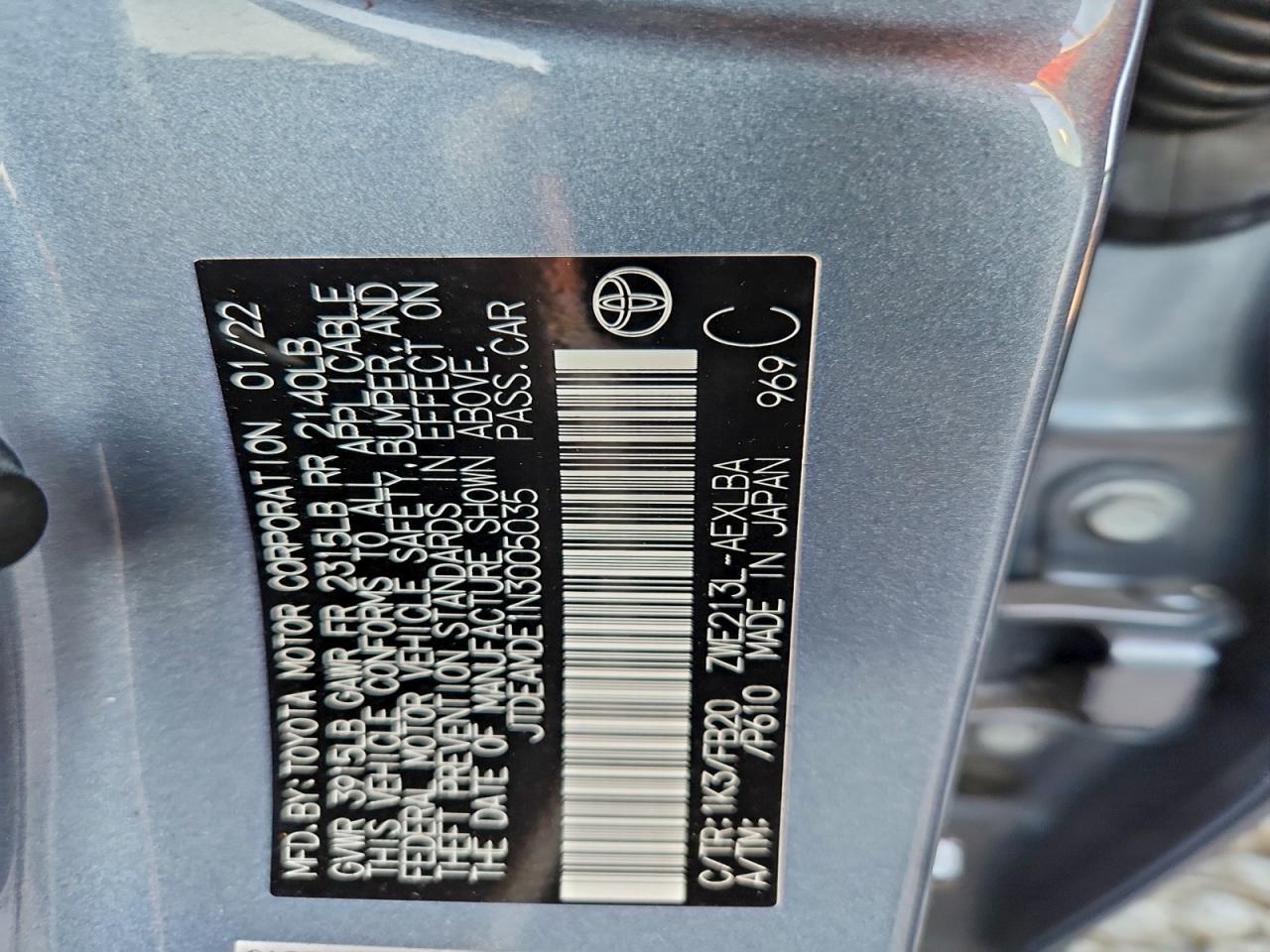 2022 TOYOTA COROLLA