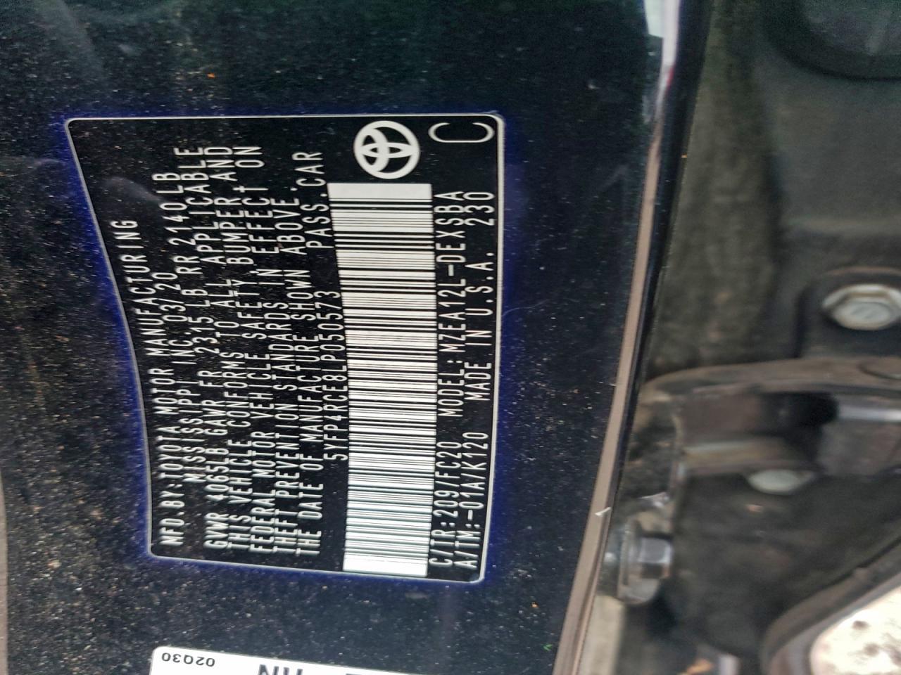 2020 TOYOTA COROLLA