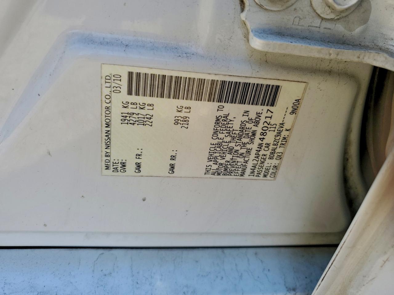 2010 NISSAN ALTIMA