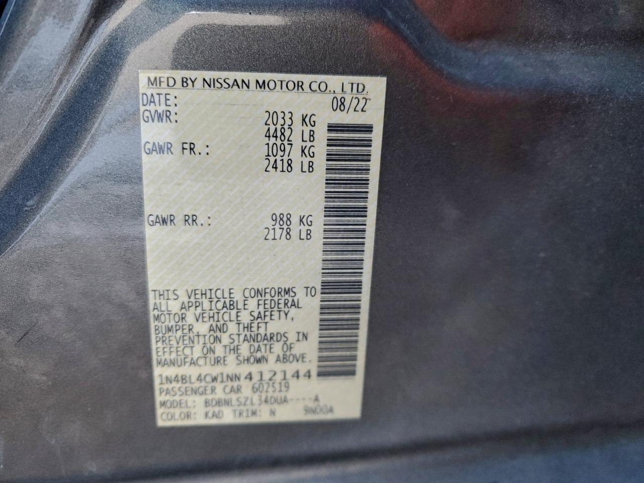2022 NISSAN ALTIMA