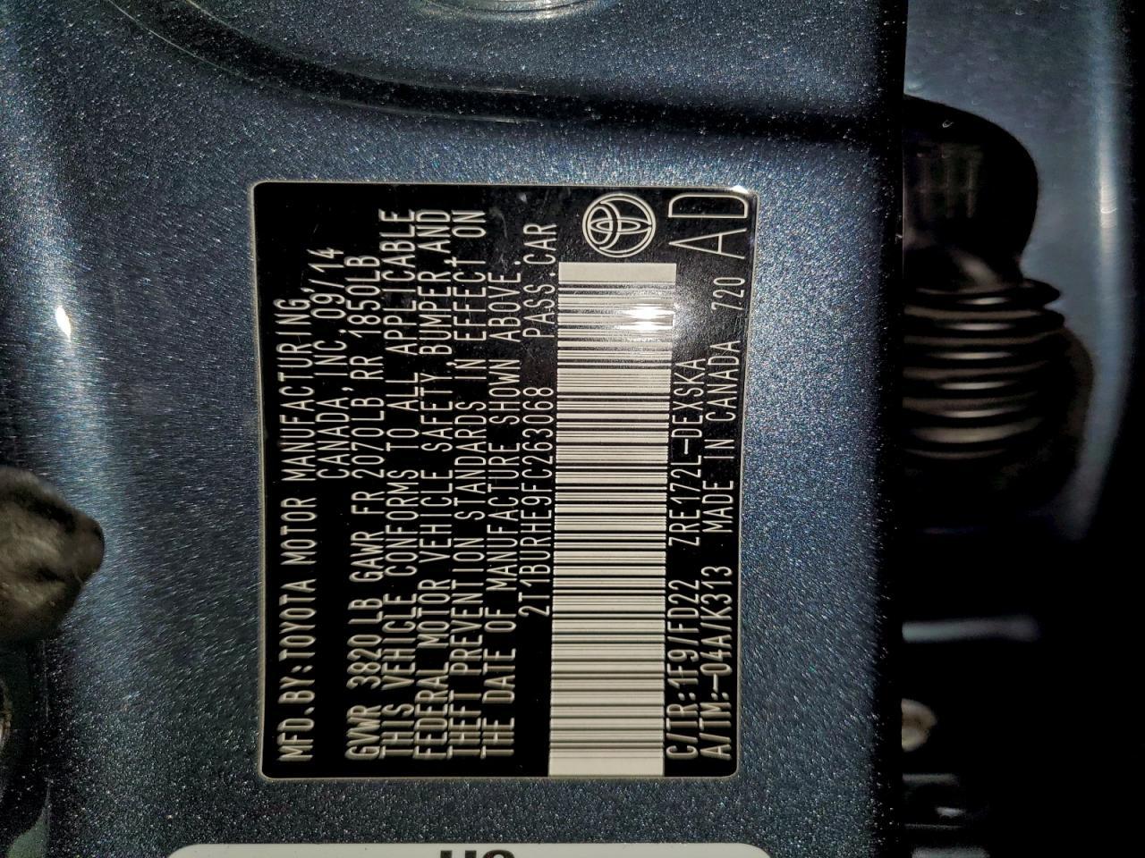 2015 TOYOTA COROLLA