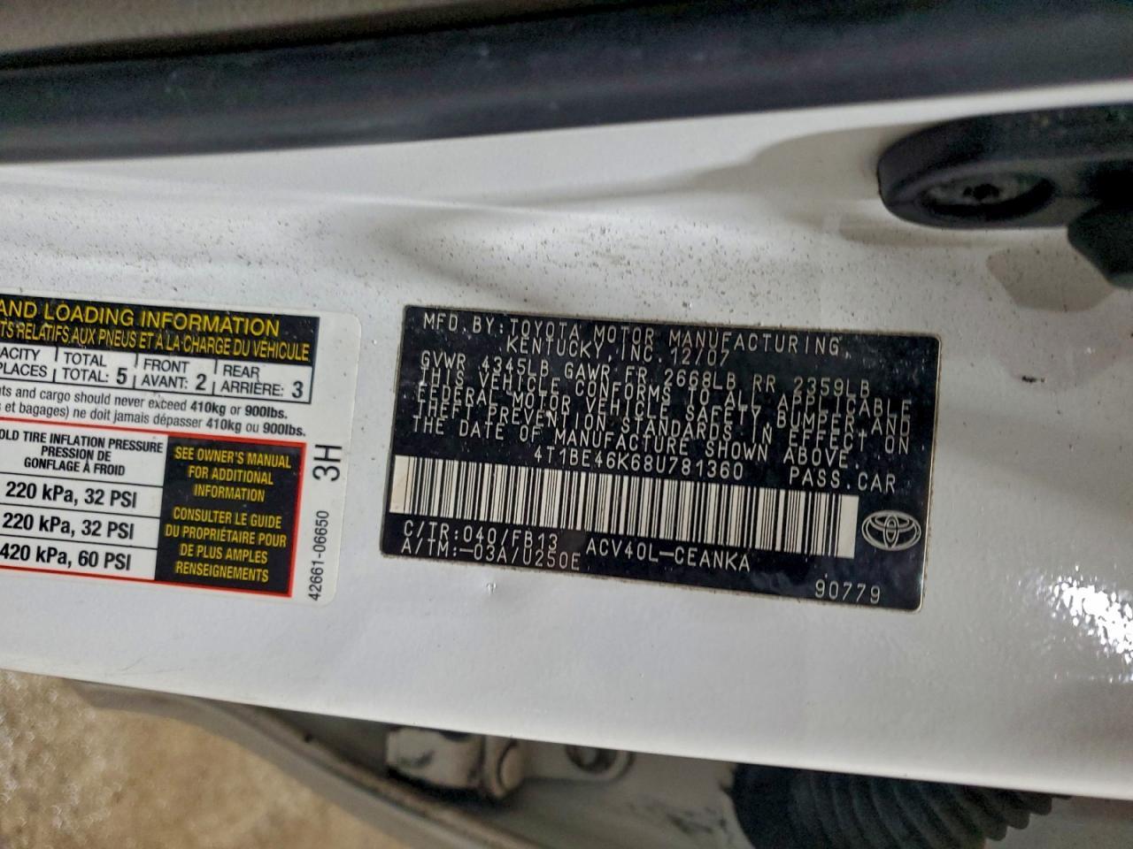 2008 TOYOTA CAMRY