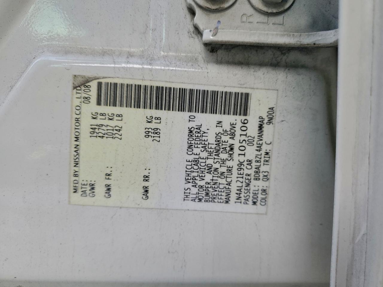 2009 NISSAN ALTIMA