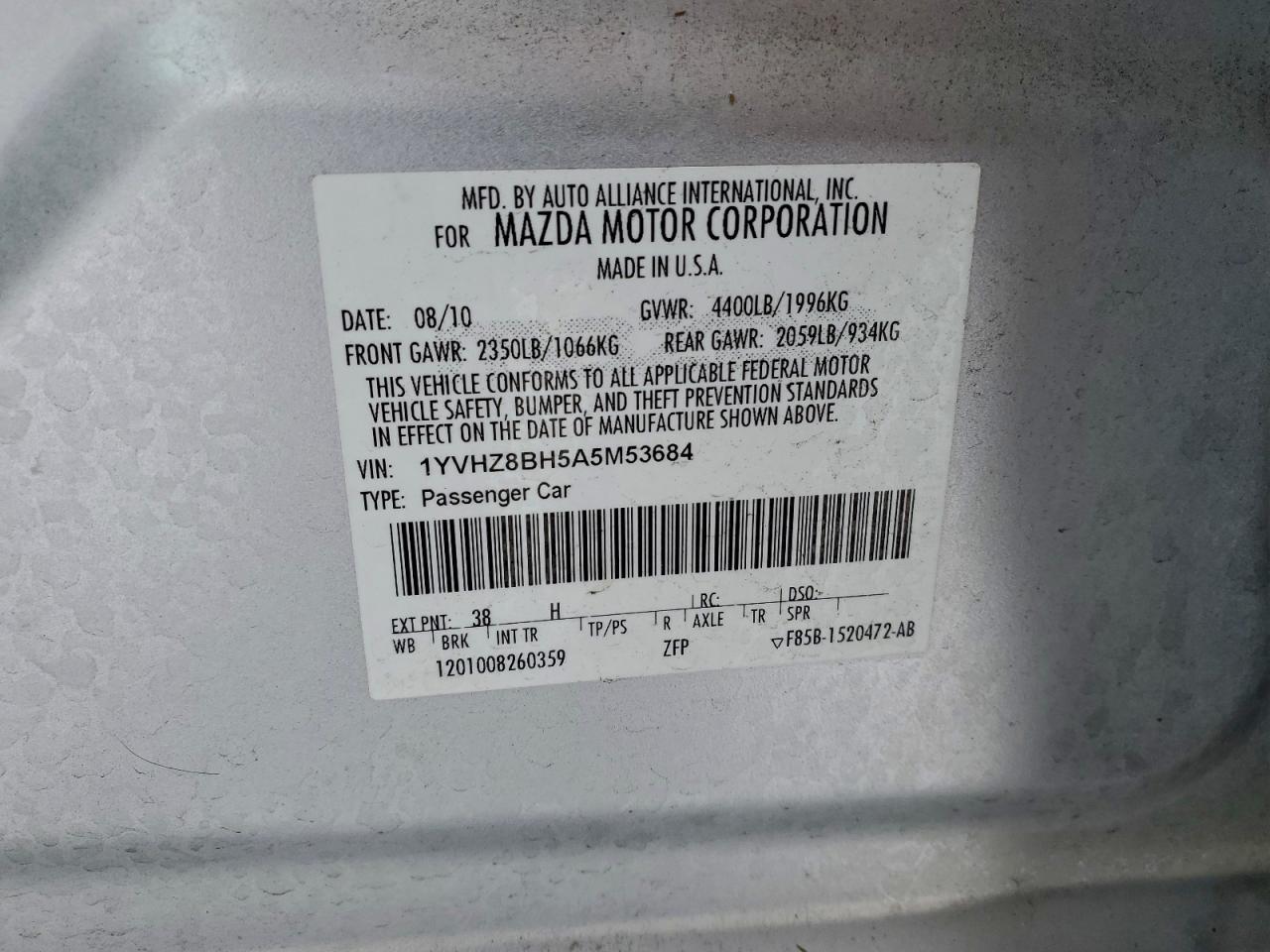 2010 MAZDA 6