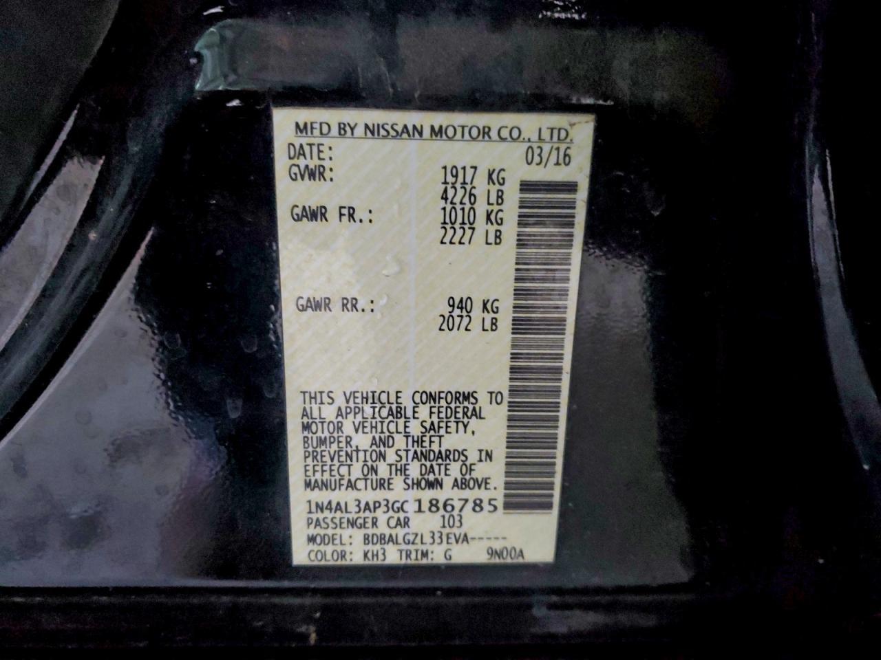 2016 NISSAN ALTIMA