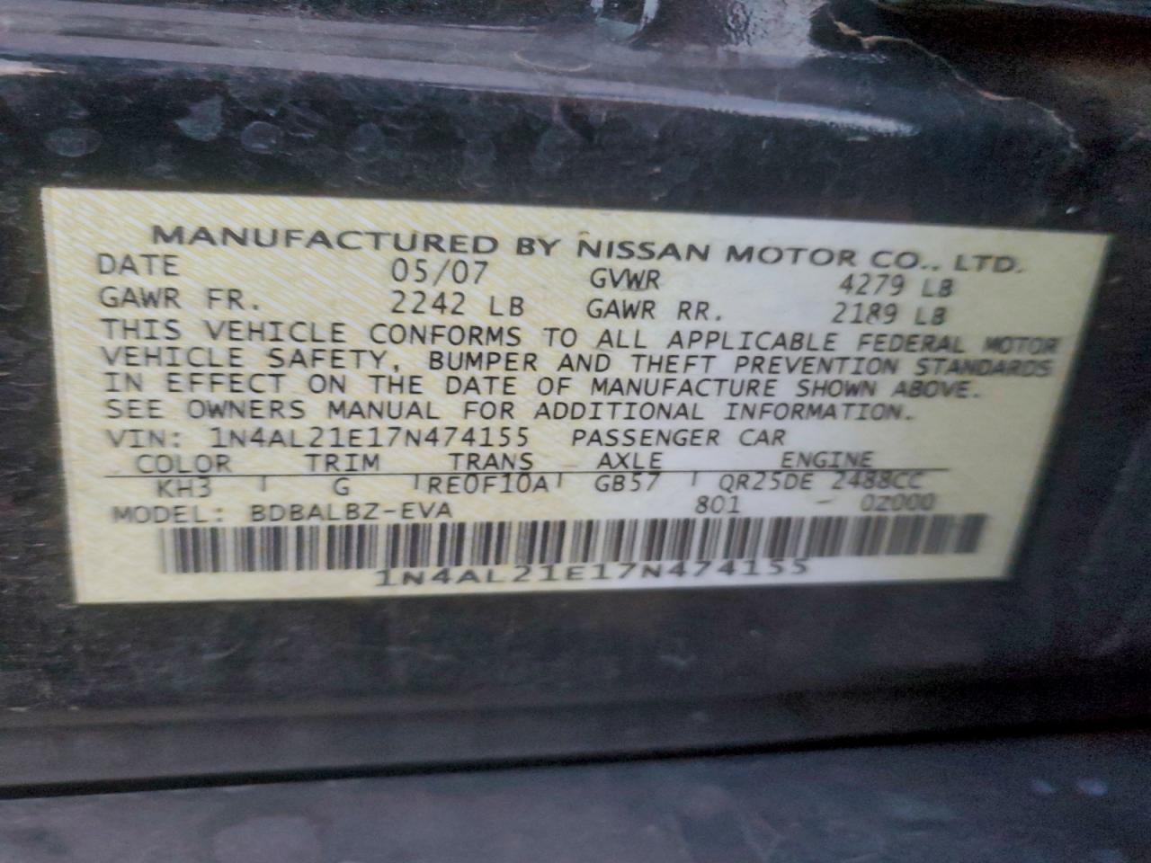 2007 NISSAN ALTIMA