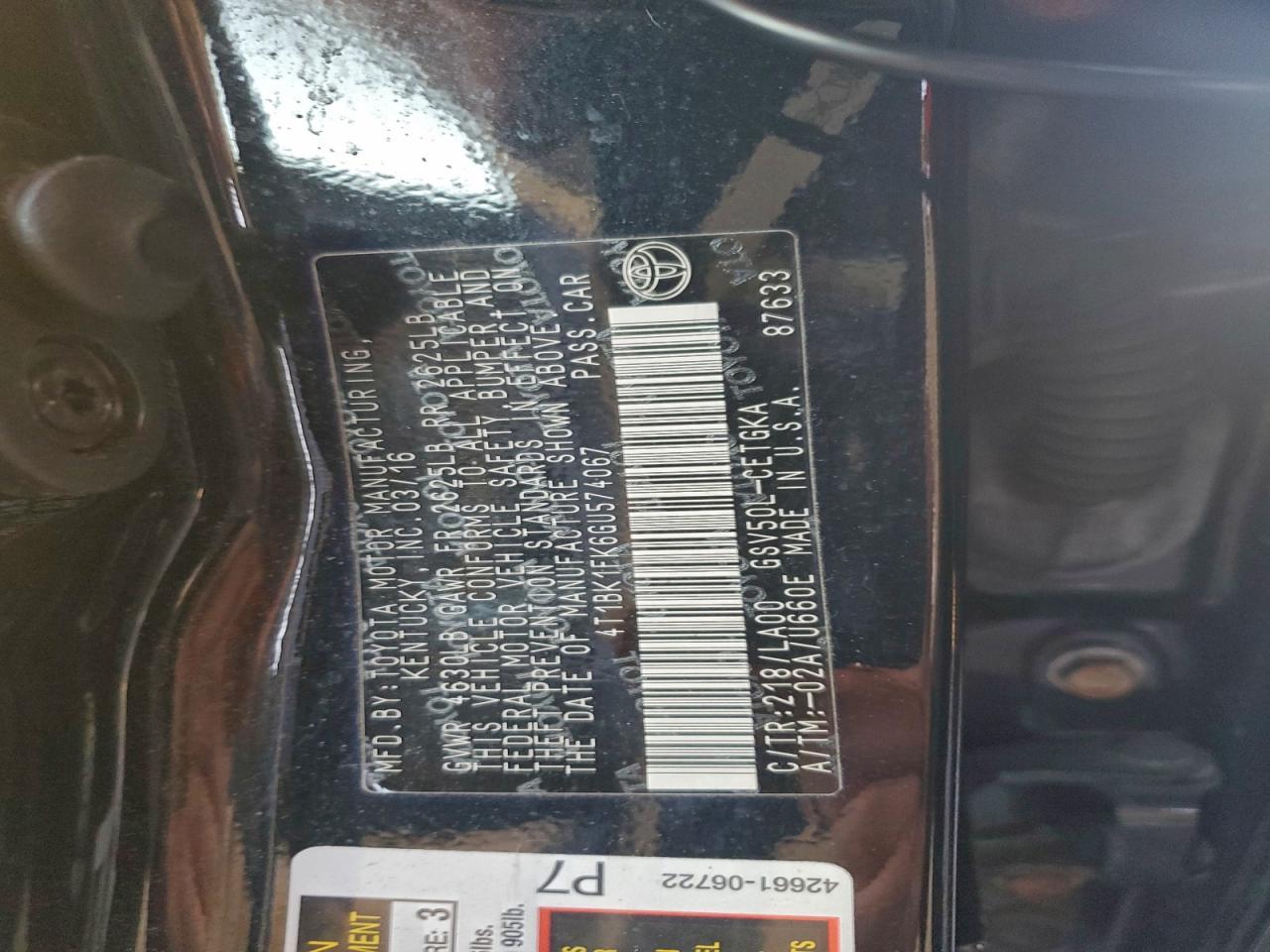 2016 TOYOTA CAMRY