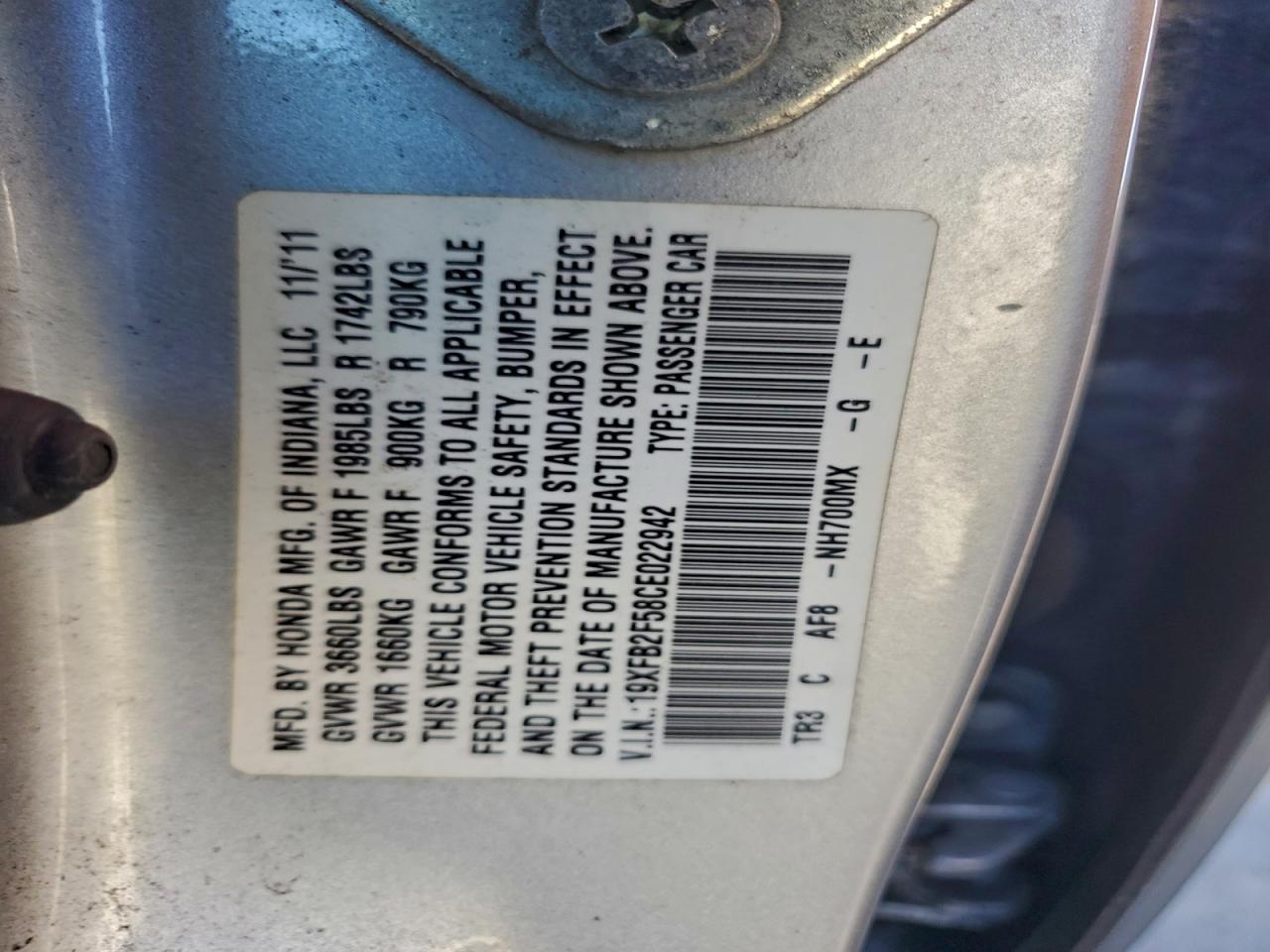 2012 HONDA CIVIC