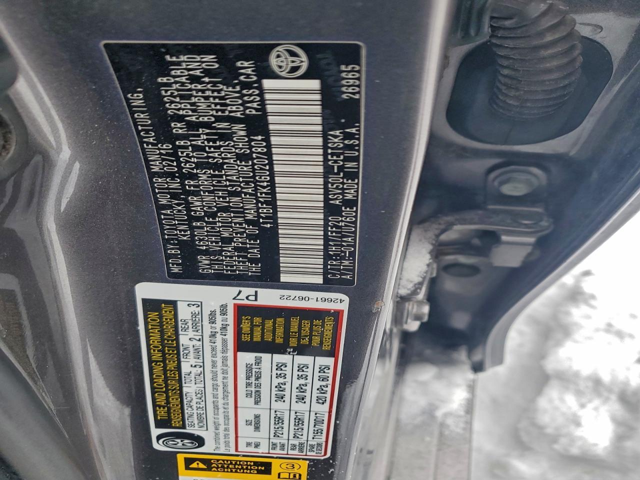 2016 TOYOTA CAMRY