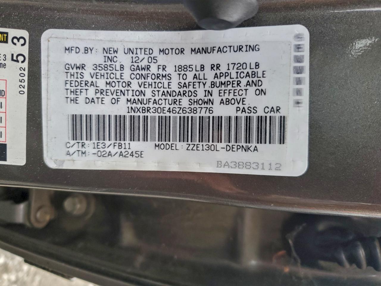 2006 TOYOTA COROLLA