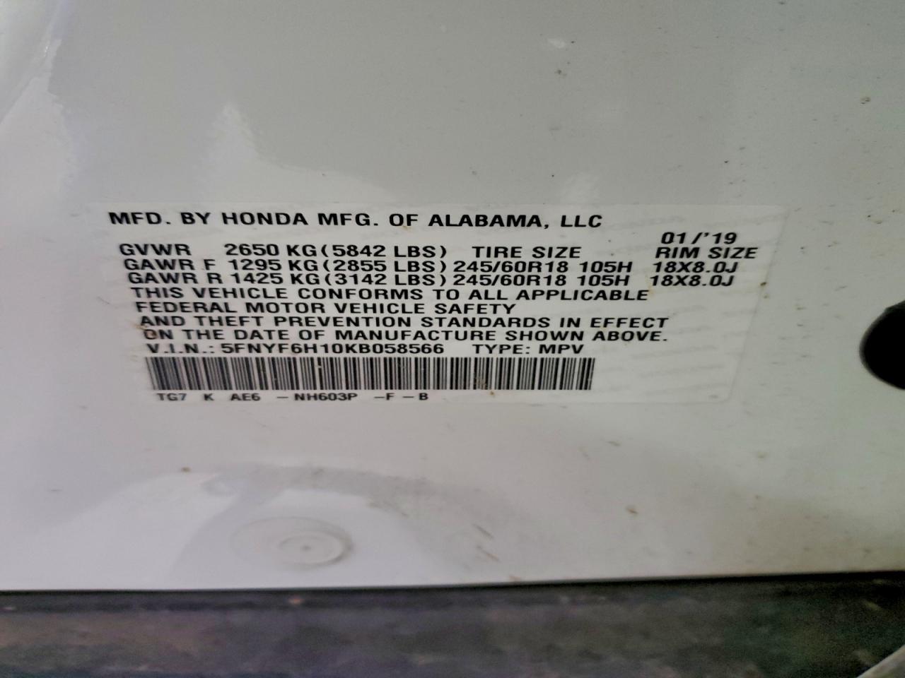2019 HONDA PILOT