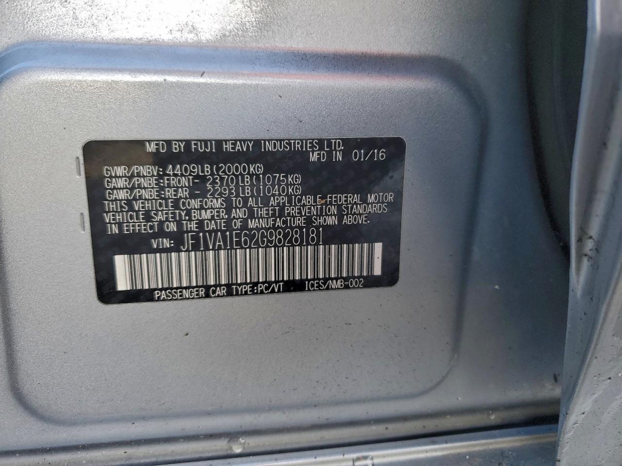 2016 SUBARU WRX