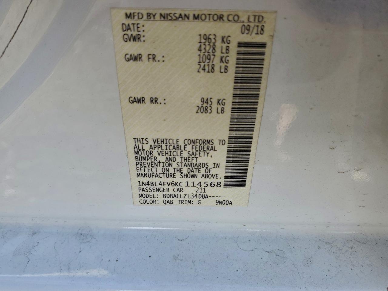 2019 NISSAN ALTIMA