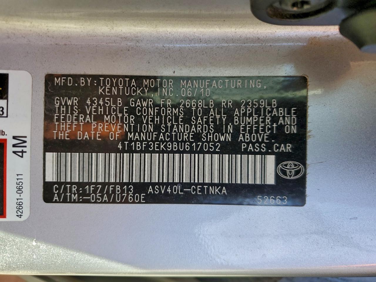 2011 TOYOTA CAMRY