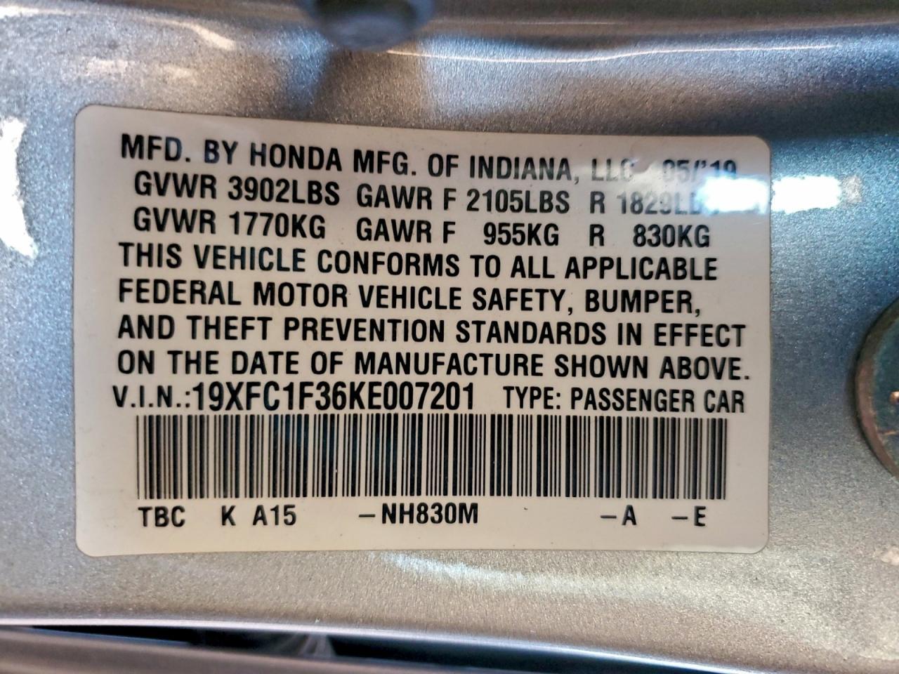 2019 HONDA CIVIC