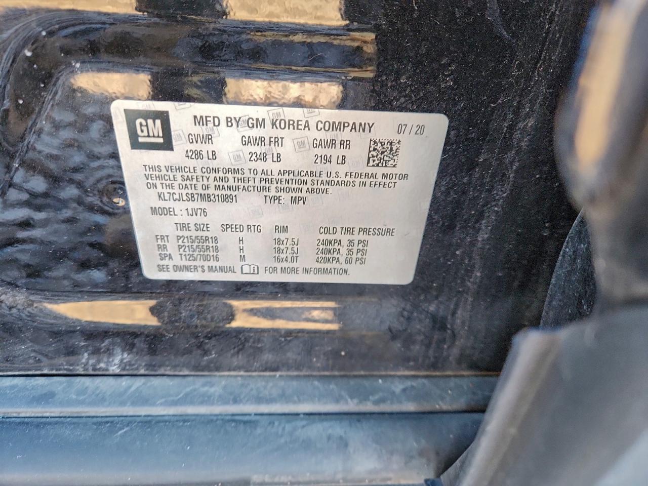2021 CHEVROLET TRAX