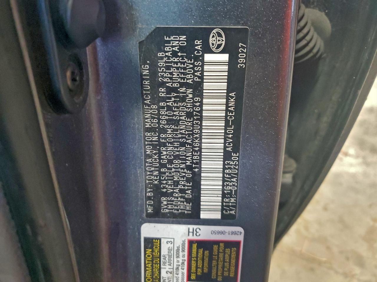 2009 TOYOTA CAMRY