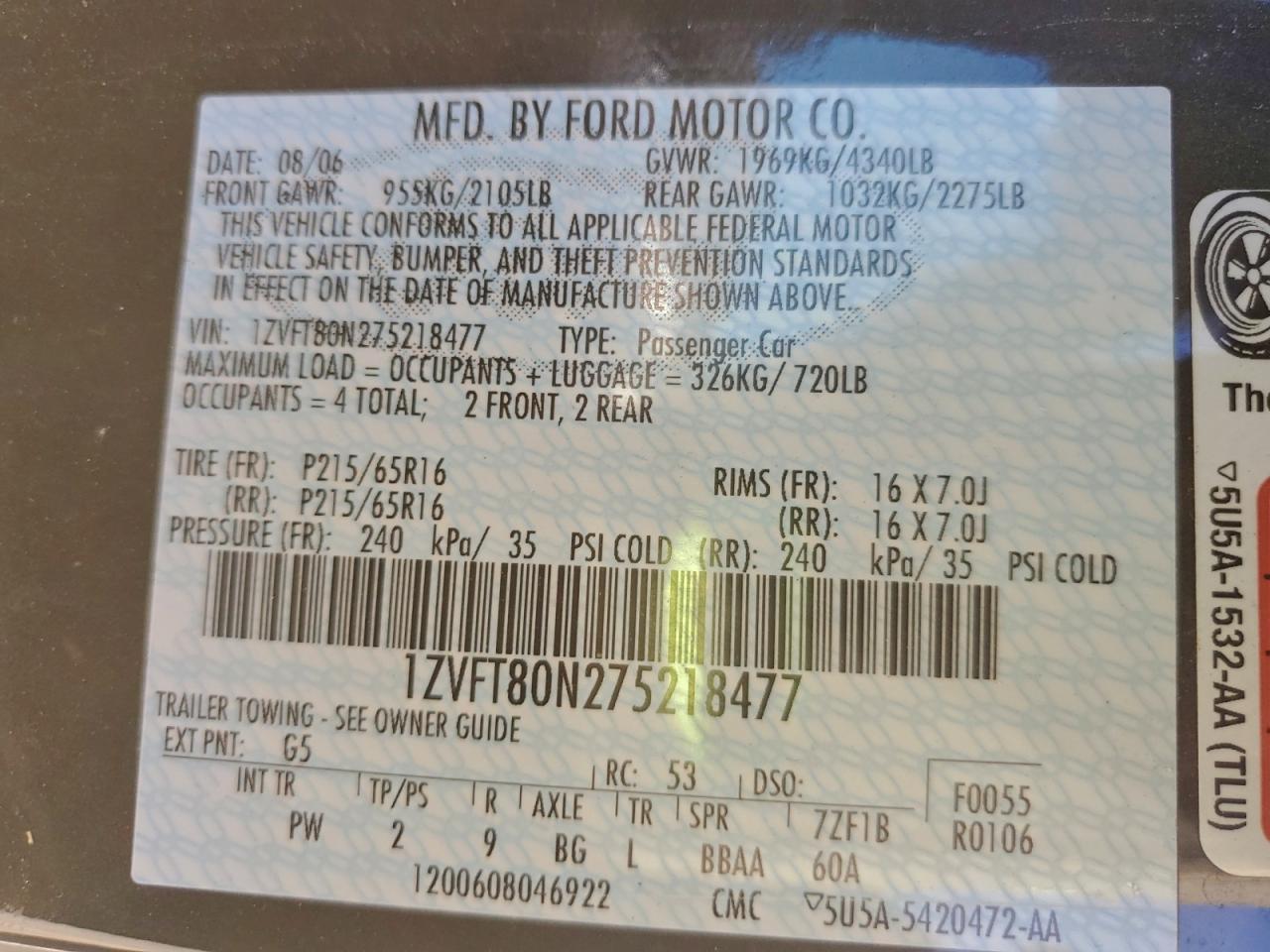 2007 FORD MUSTANG