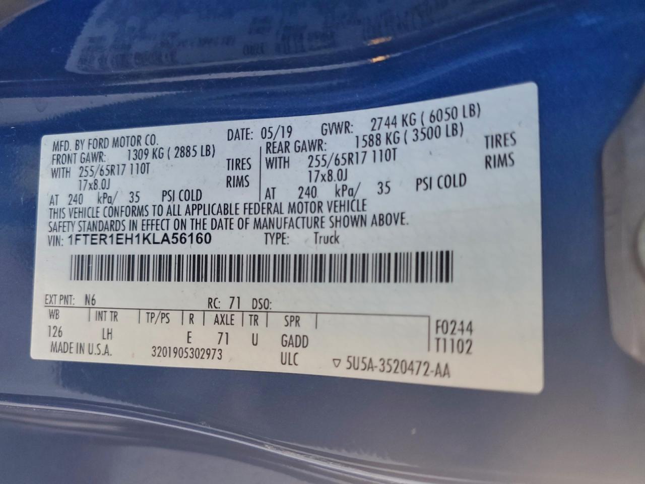 2019 FORD RANGER