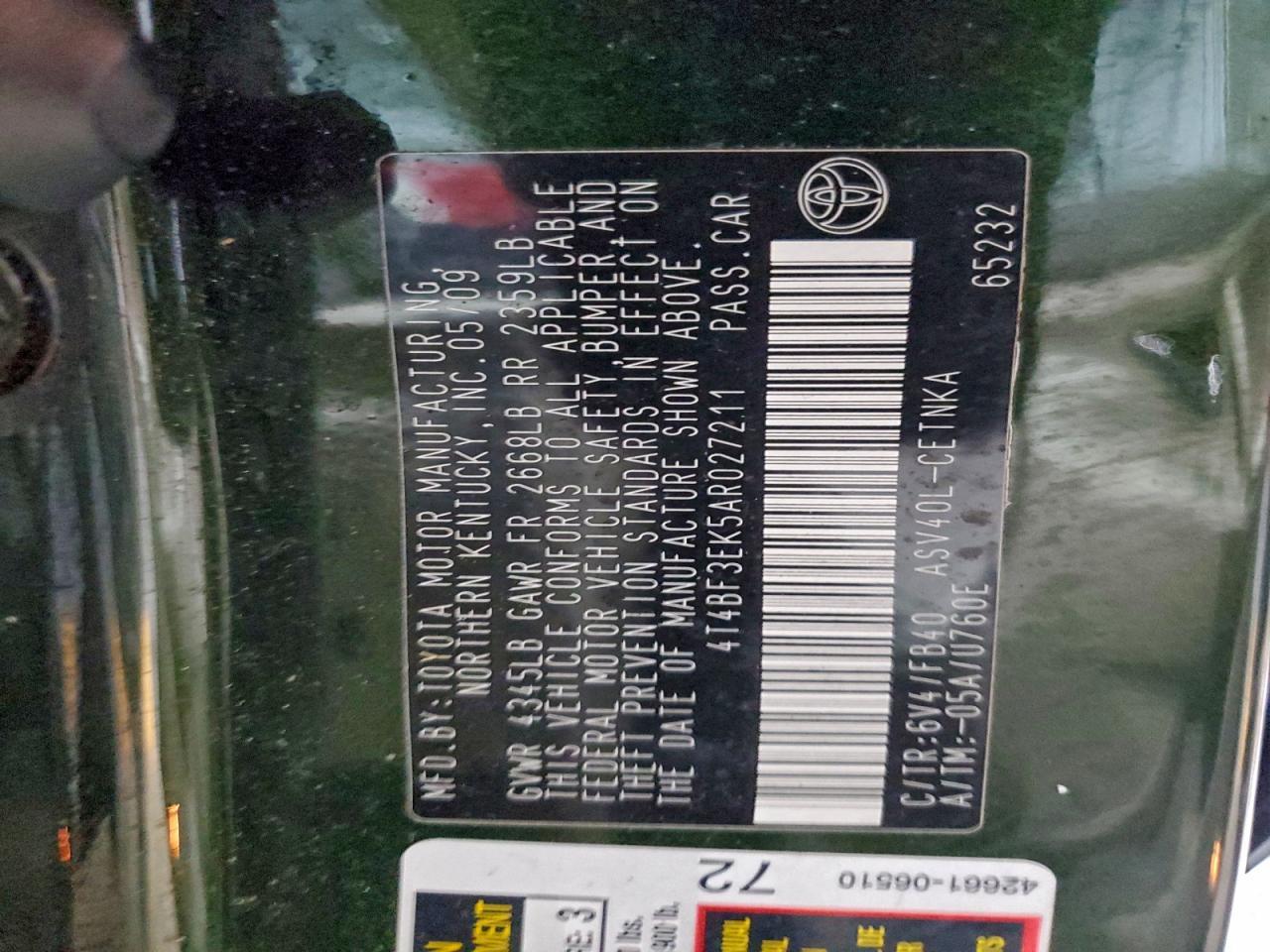 2010 TOYOTA CAMRY