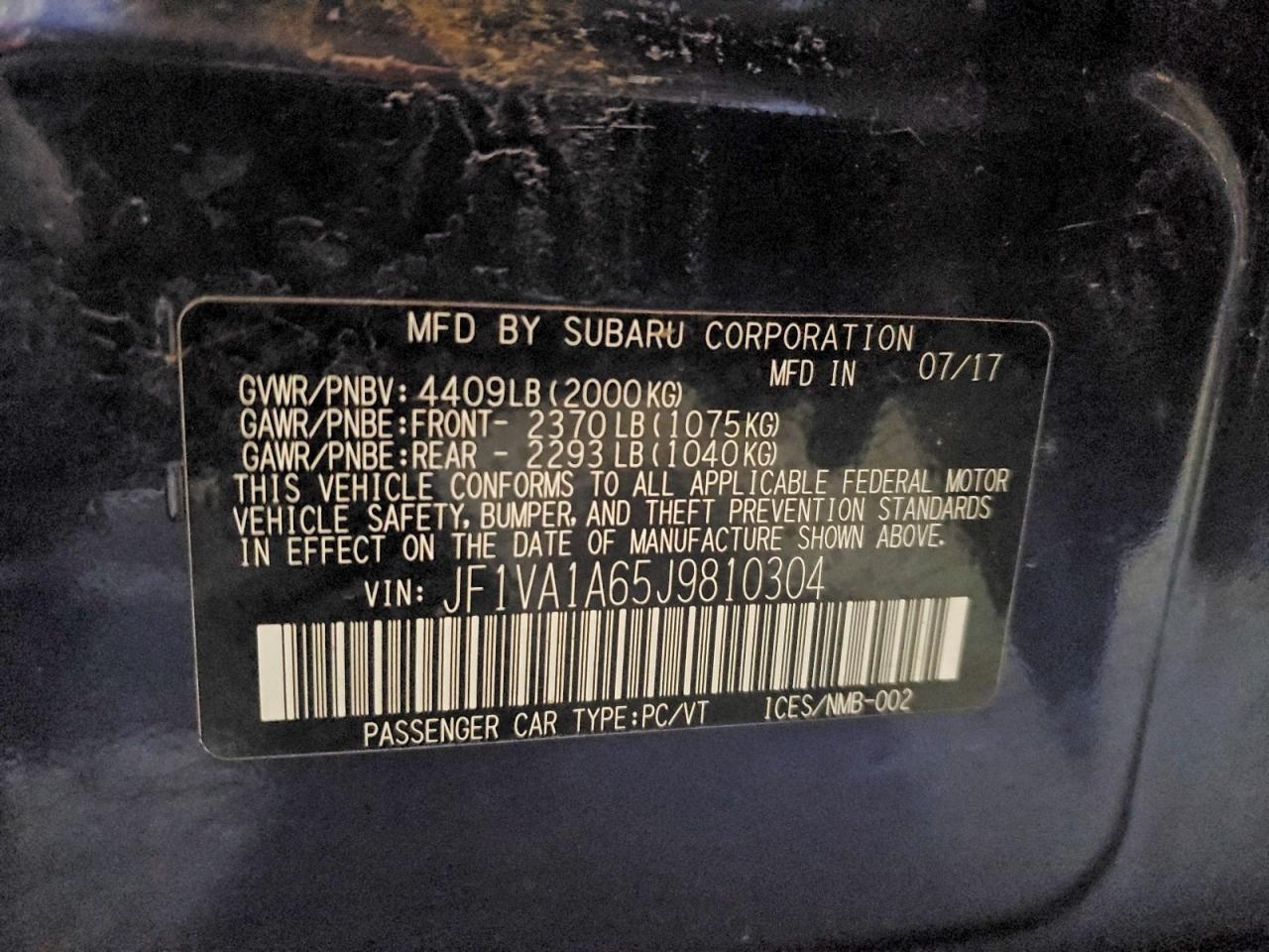 2018 SUBARU WRX