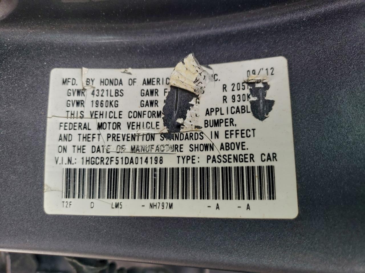 2013 HONDA ACCORD