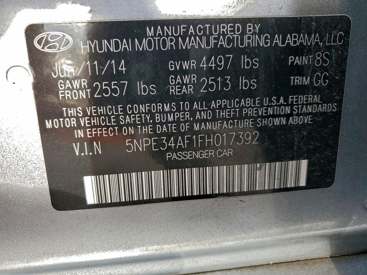 2015 HYUNDAI SONATA