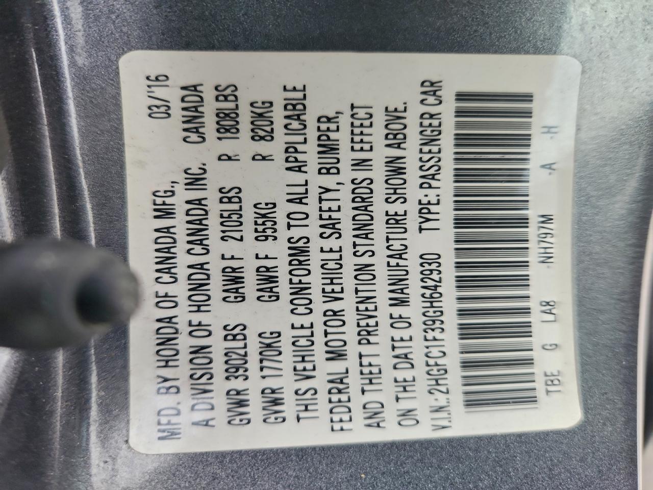 2016 HONDA CIVIC