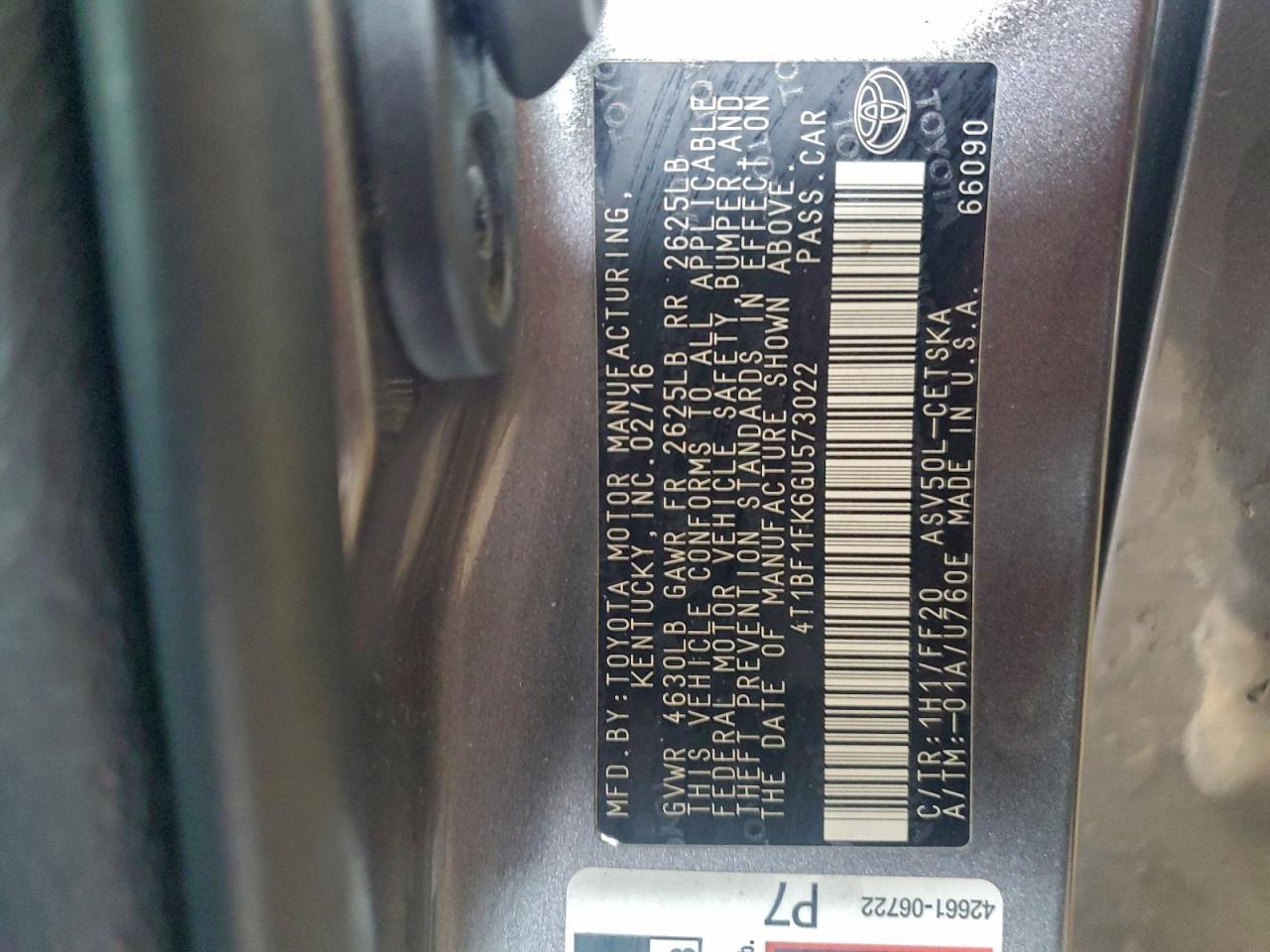 2016 TOYOTA CAMRY