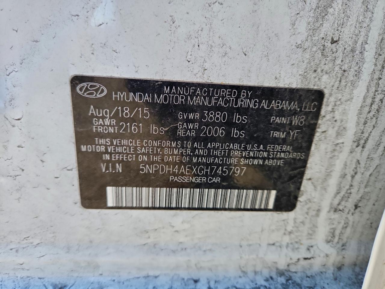 2016 HYUNDAI ELANTRA