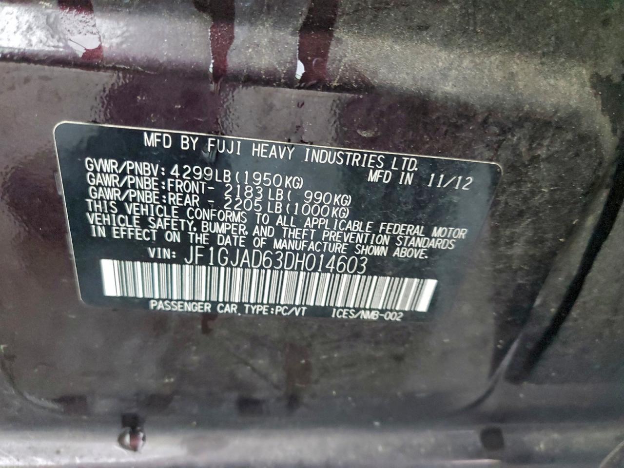 2013 SUBARU IMPREZA