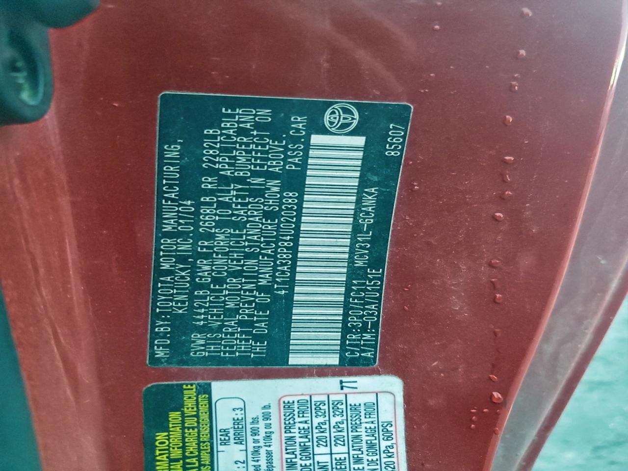 2004 TOYOTA CAMRY