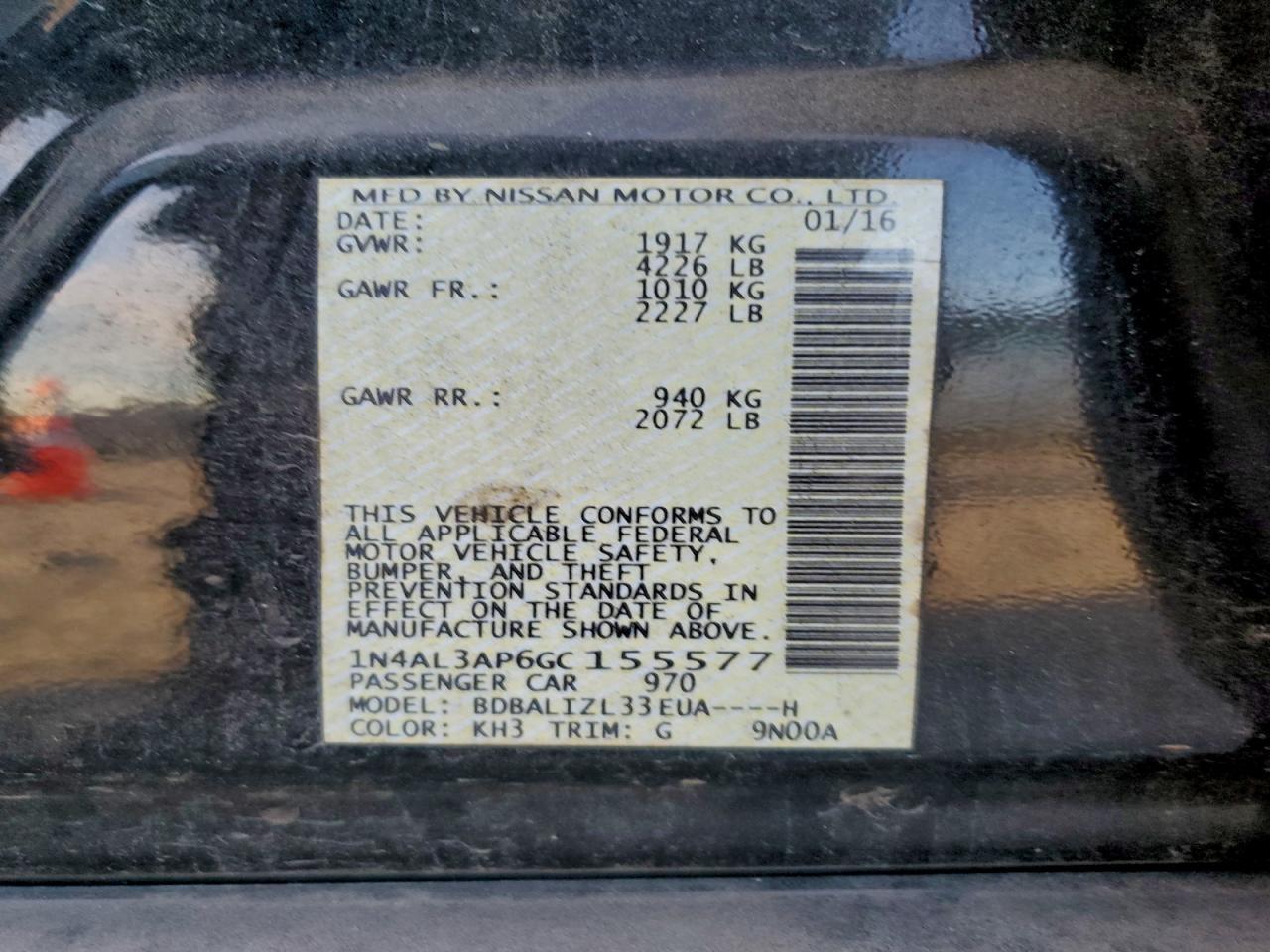 2016 NISSAN ALTIMA