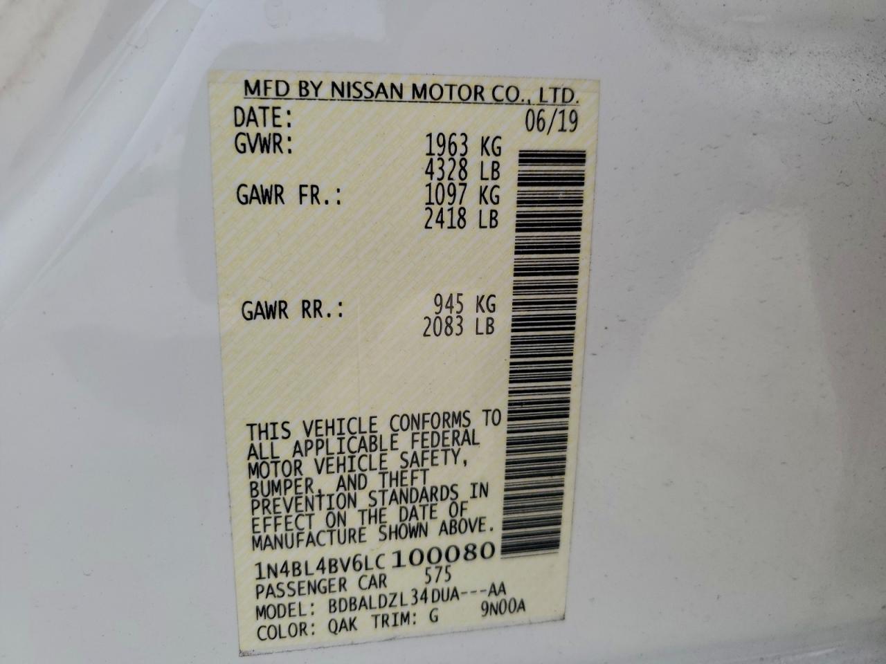 2020 NISSAN ALTIMA