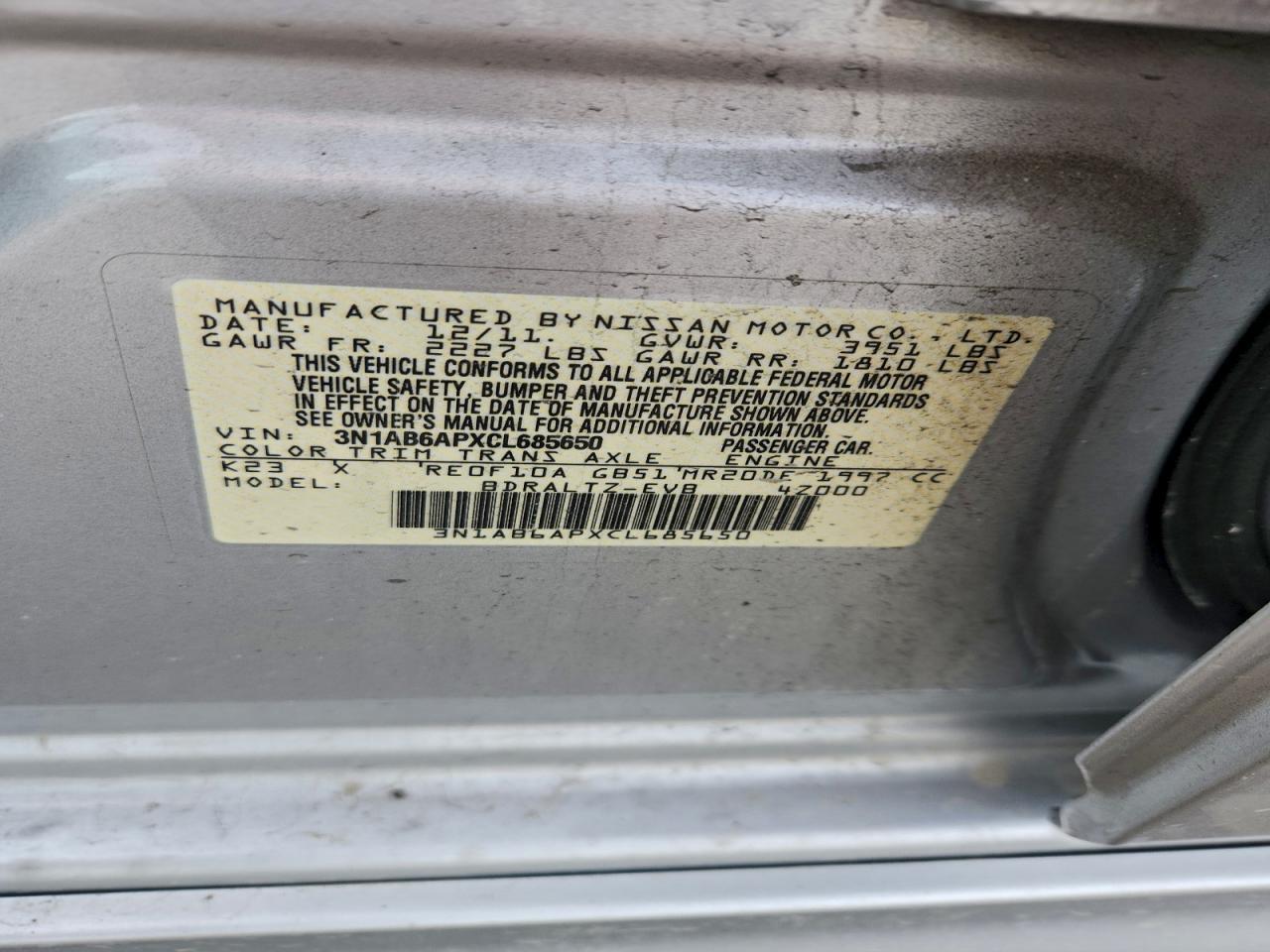 2012 NISSAN SENTRA