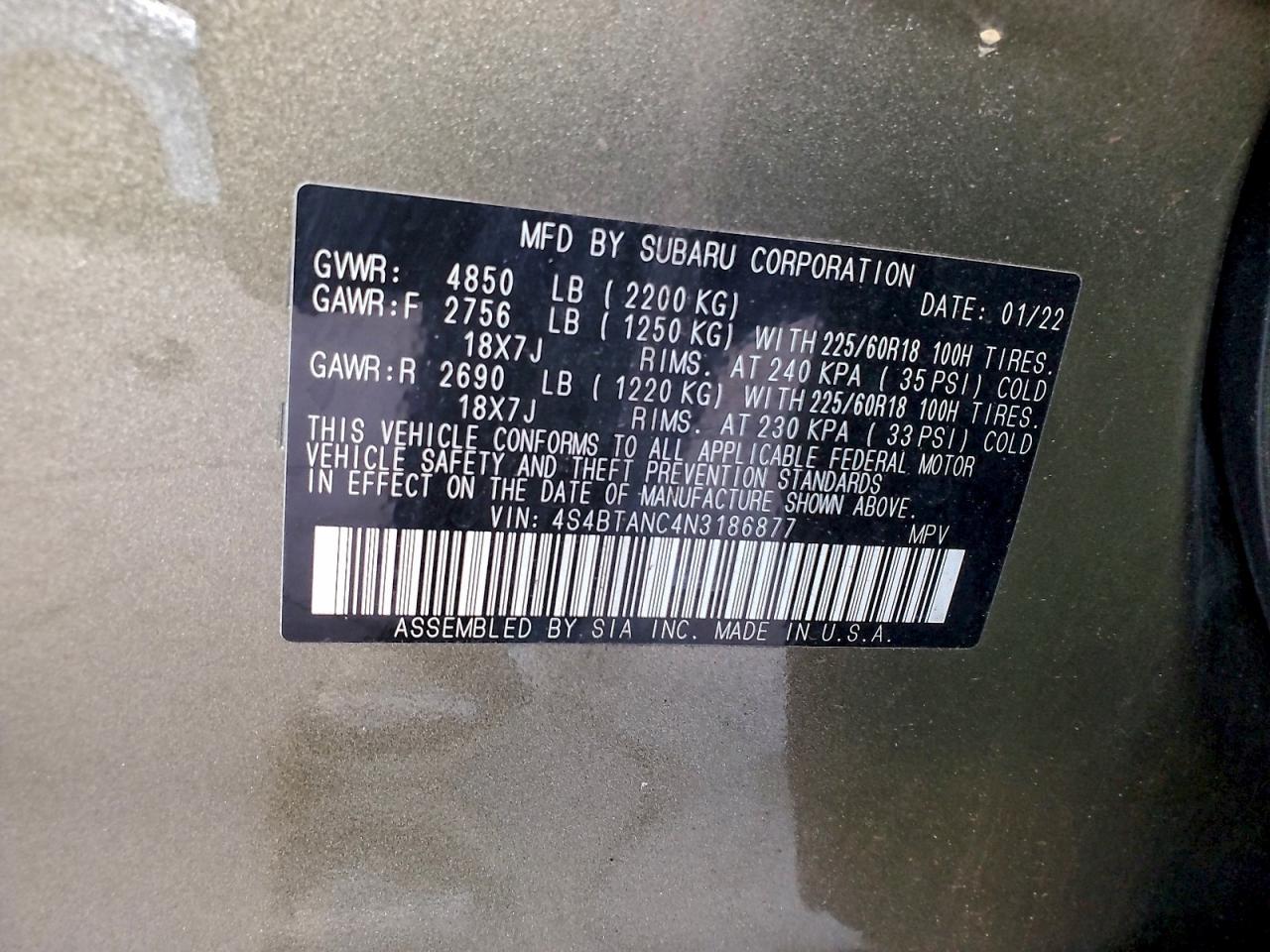 2022 SUBARU Outback