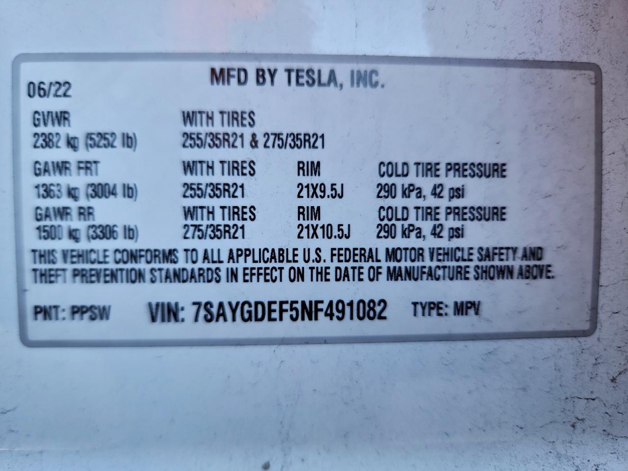 2022 TESLA MODEL Y