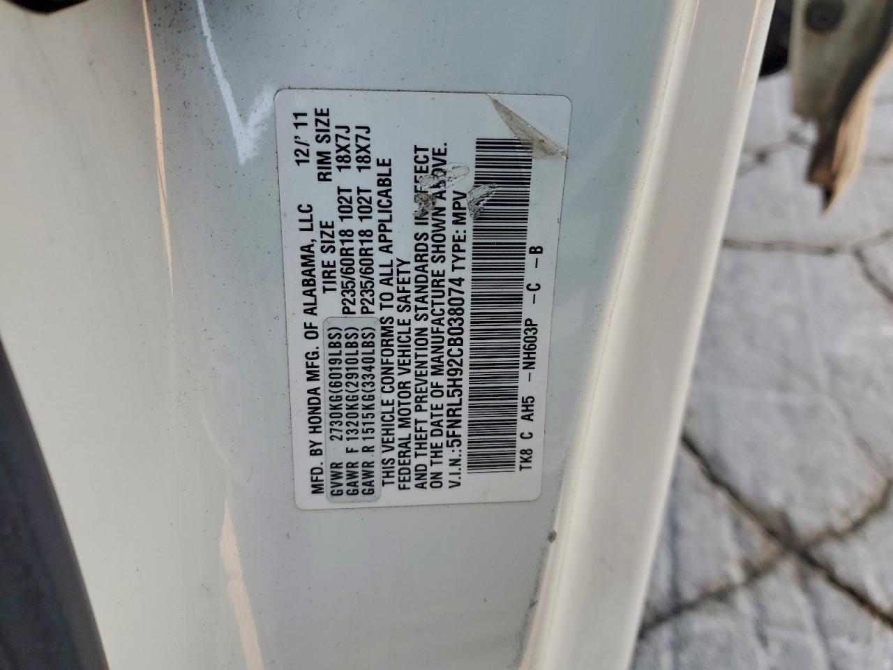 2012 HONDA ODYSSEY