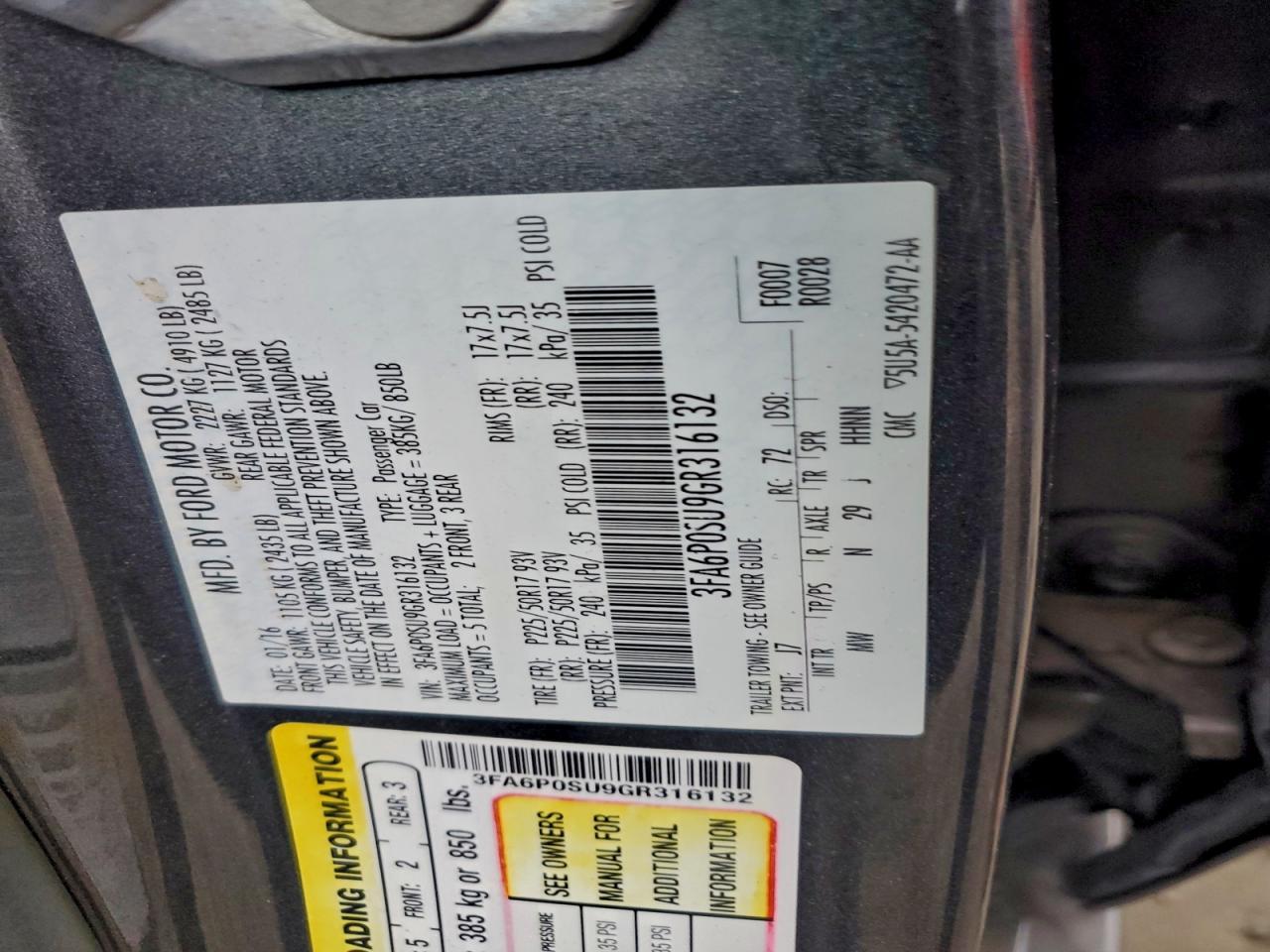 2016 FORD FUSION